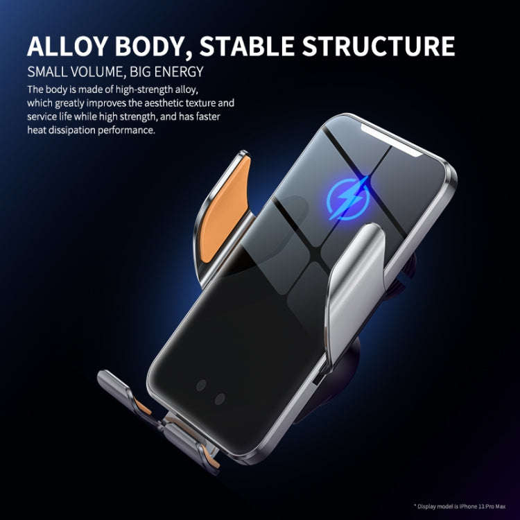 C9 Car Wireless Charger Phone Holder Infrared Auto-Clamping Metal Phone Mount Car Charger(Blue)