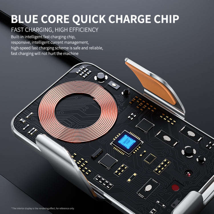 C9 Car Wireless Charger Phone Holder Infrared Auto-Clamping Metal Phone Mount Car Charger(Blue)