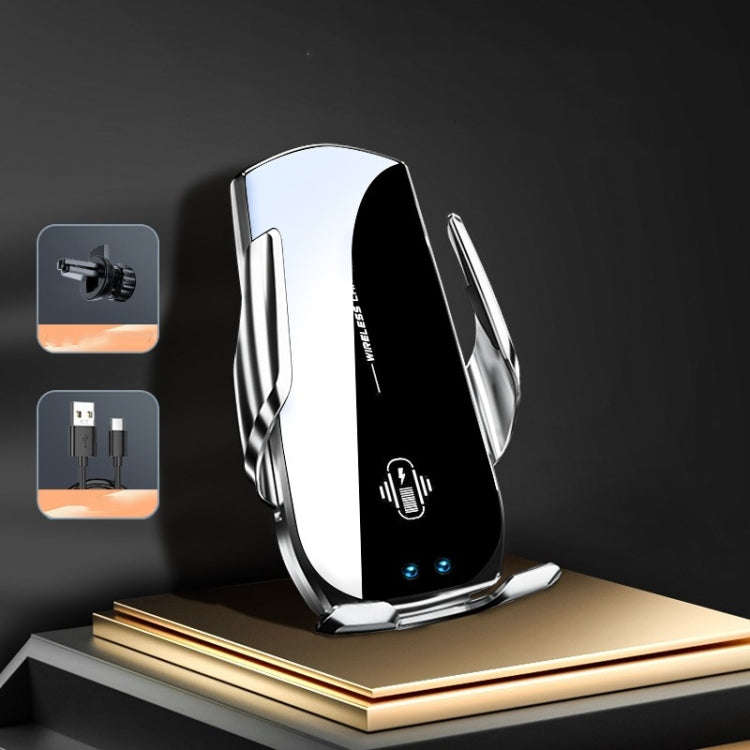 A1 360 Rotation Wireless Charger Magnetic Car Phone Holder(Silver)
