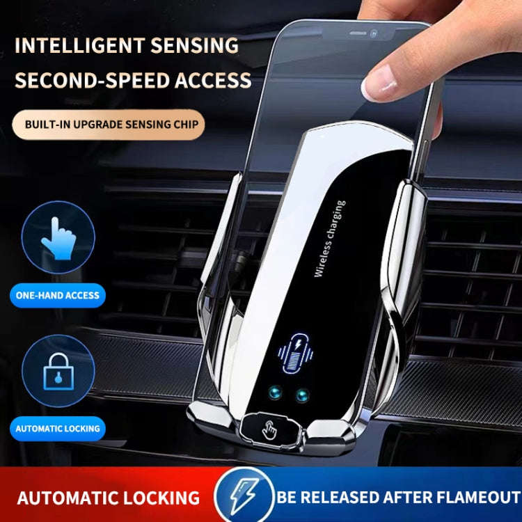 A2 Car Mobile Phone Bracket Wireless 15W Fast Charging Automatic Smart Sensor Stand(Black)