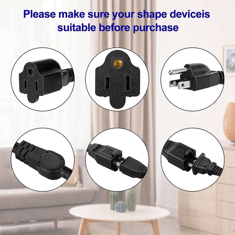 JUNSUNMAY US 1.6FT NEMA 5-15P 1 to 2 Way Outlet NEMA 5-15R SJT 16AWG 3 Prong Power Cable Wire Ext...