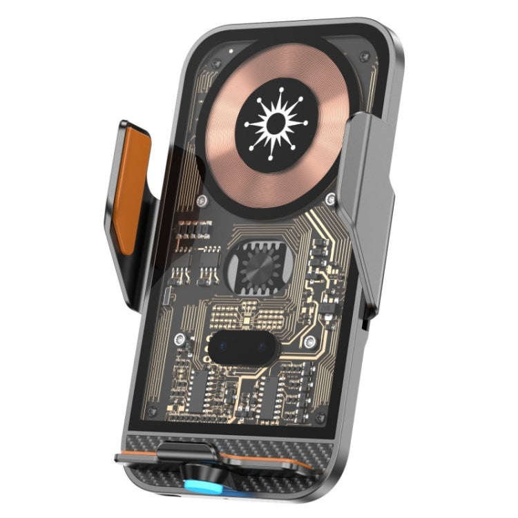 C11 Car 15W Automatically Open Transparent Type-C Wireless Charger Stand(Gray)