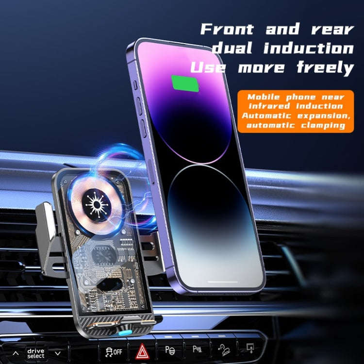 C11 Car 15W Automatically Open Transparent Type-C Wireless Charger Stand(Blue)