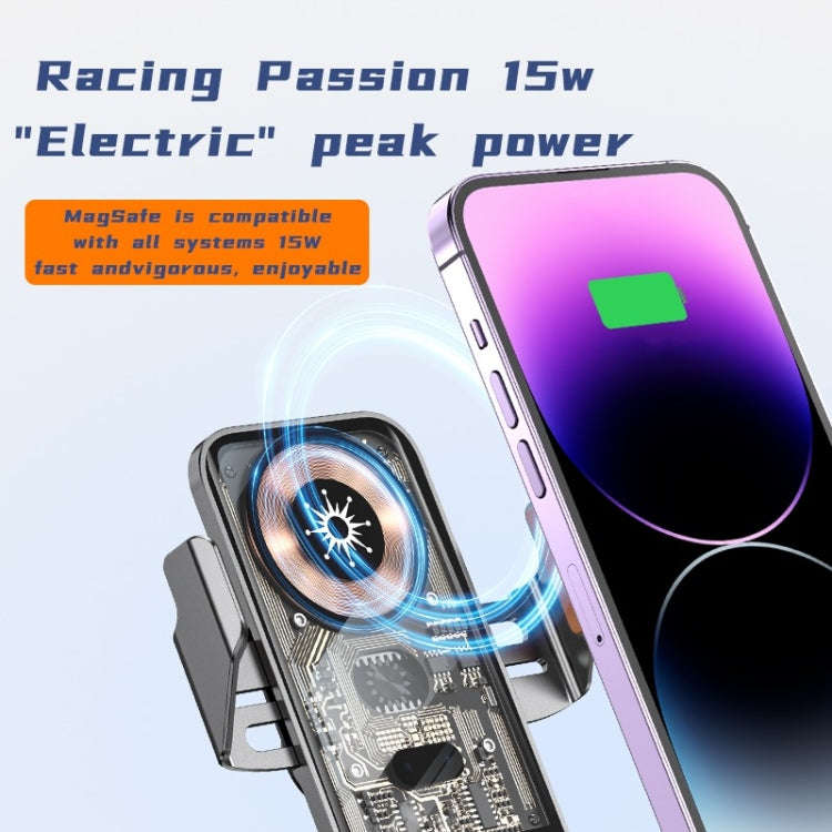 C11 Car 15W Automatically Open Transparent Type-C Wireless Charger Stand(Blue)