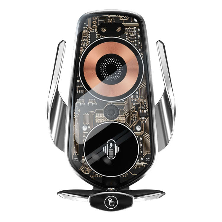 Q7 Magnetic Wireless Fast Charging Car Mobile Phone Charger Bracket with Start Button (Silver)