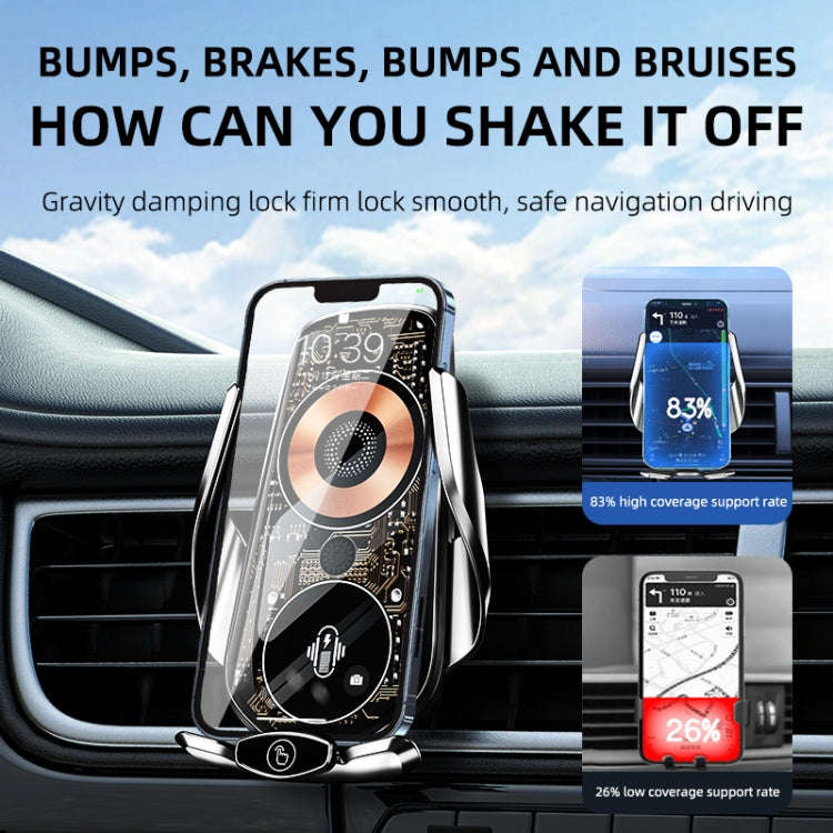 Q7 Magnetic Wireless Fast Charging Car Mobile Phone Charger Bracket with Start Button (Silver)