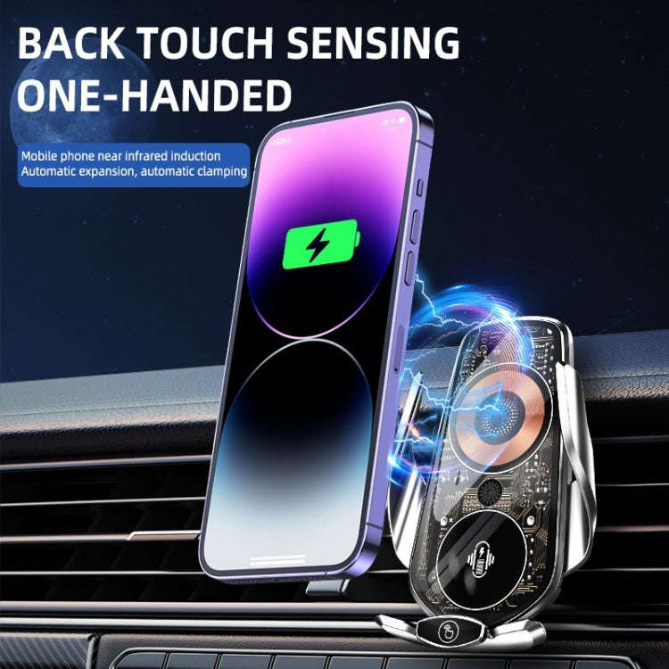 Q7 Magnetic Wireless Fast Charging Car Mobile Phone Charger Bracket with Start Button (Silver)