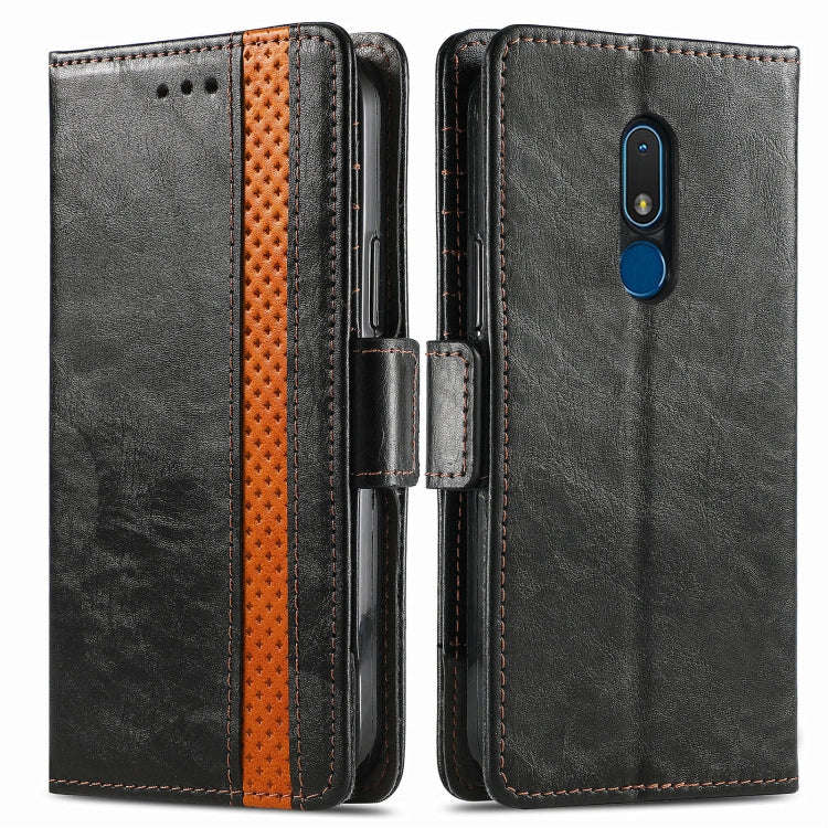 For Nokia C3 CaseNeo Splicing Dual Magnetic Buckle Leather Phone Case(Black)