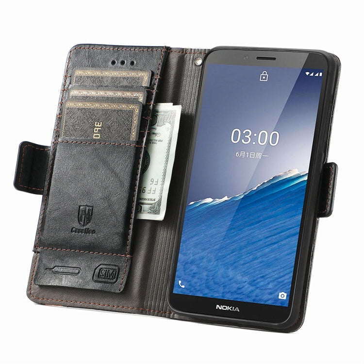 For Nokia C3 CaseNeo Splicing Dual Magnetic Buckle Leather Phone Case(Black)