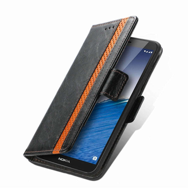 For Nokia C3 CaseNeo Splicing Dual Magnetic Buckle Leather Phone Case(Black)