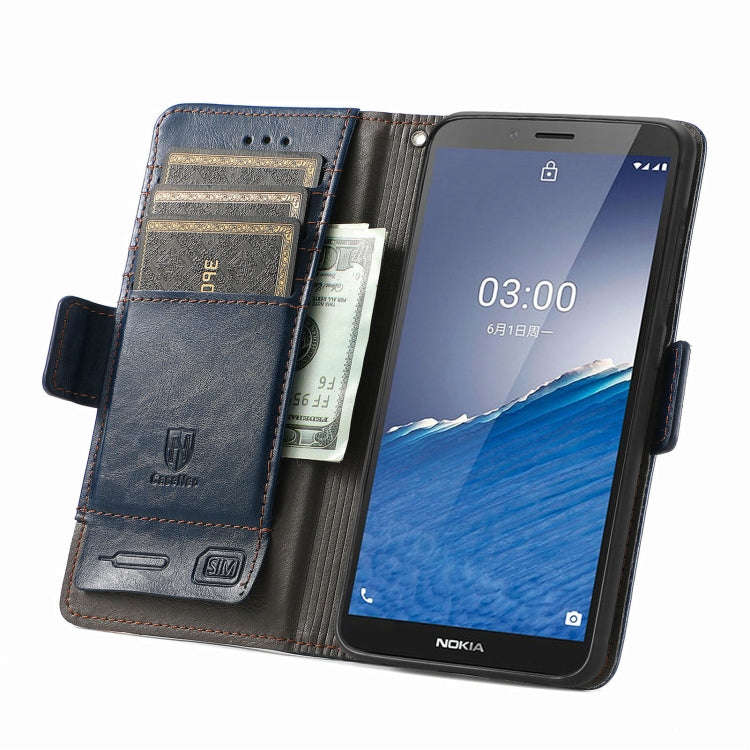 For Nokia C3 CaseNeo Splicing Dual Magnetic Buckle Leather Phone Case(Blue)