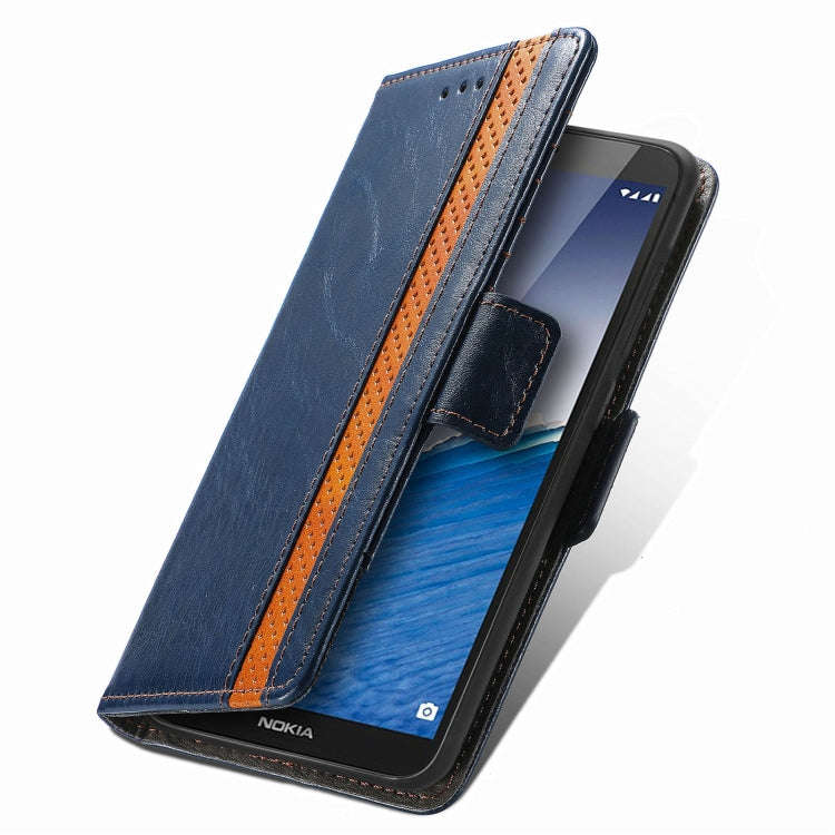 For Nokia C3 CaseNeo Splicing Dual Magnetic Buckle Leather Phone Case(Blue)