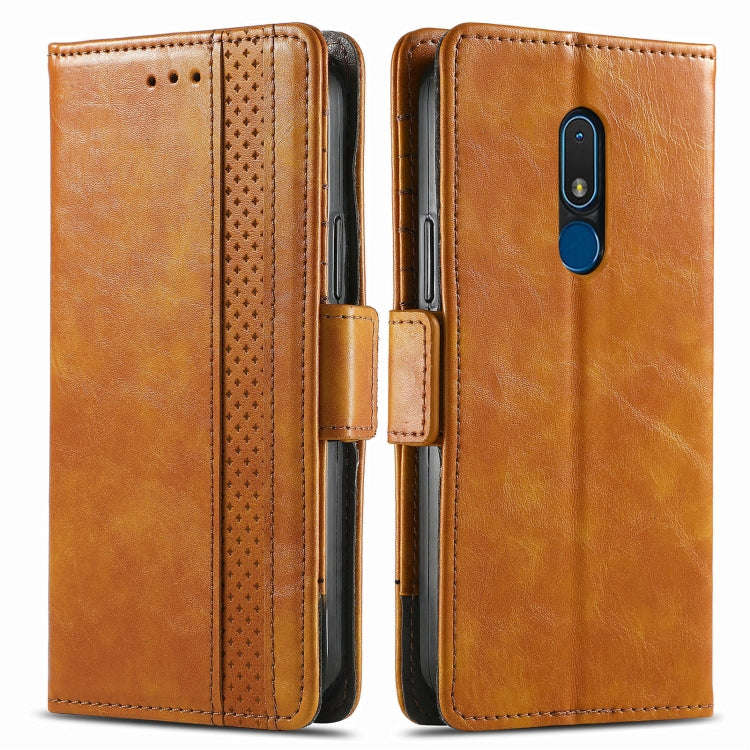 For Nokia C3 CaseNeo Splicing Dual Magnetic Buckle Leather Phone Case(Khaki)
