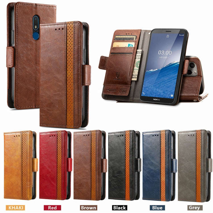 For Nokia C3 CaseNeo Splicing Dual Magnetic Buckle Leather Phone Case(Black)