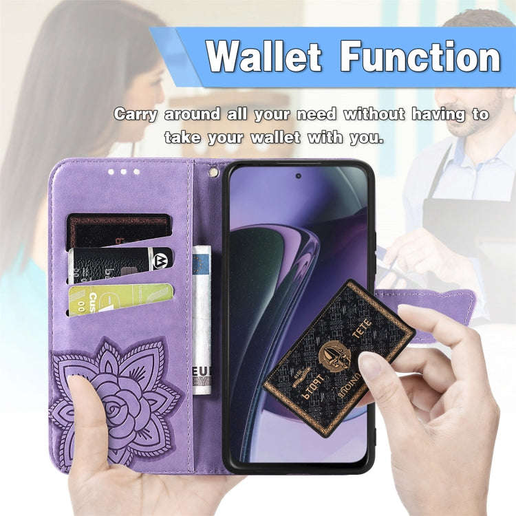 For Motorola Moto G Stylus 5G 2023 Butterfly Love Flower Embossed Leather Phone Case(Gray)