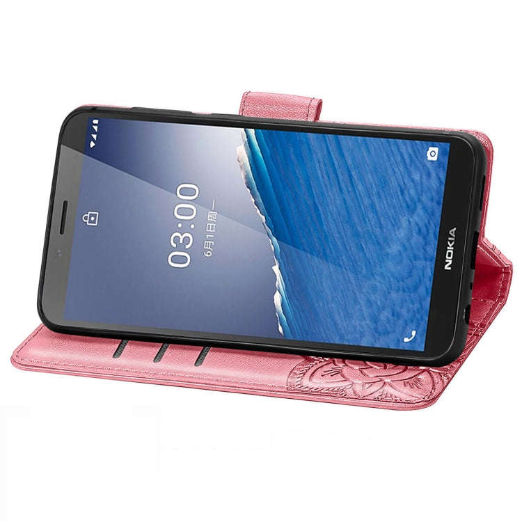 For Nokia C3 Butterfly Love Flower Embossed Leather Phone Case(Pink)