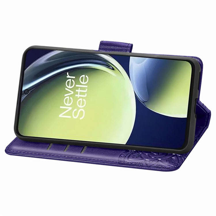 For OnePlus Nord CE 3 Lite Butterfly Love Flower Embossed Leather Phone Case(Purple)