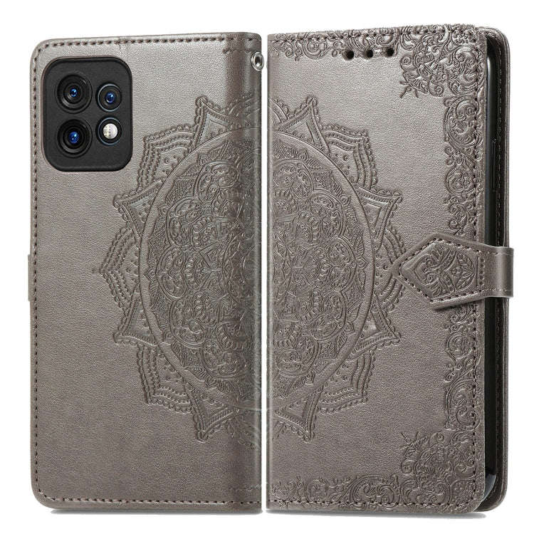 For Motorola Moto X40 Mandala Flower Embossed Leather Phone Case(Gray)