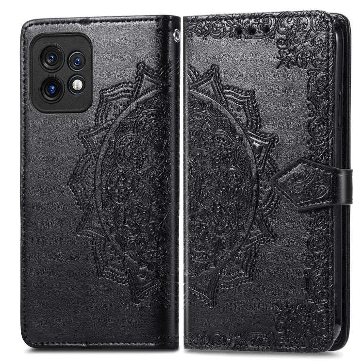 For Motorola Moto X40 Mandala Flower Embossed Leather Phone Case(Black)
