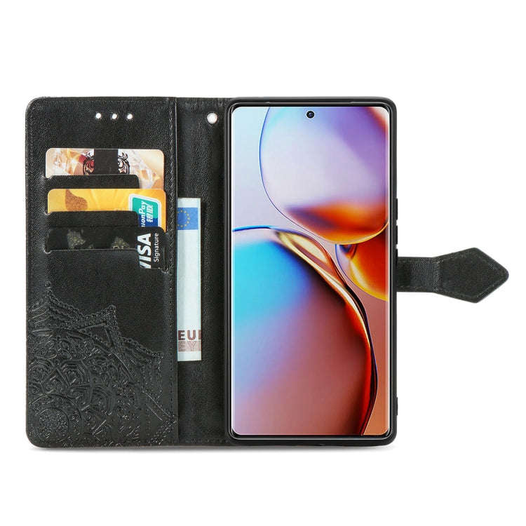 For Motorola Moto X40 Mandala Flower Embossed Leather Phone Case(Black)