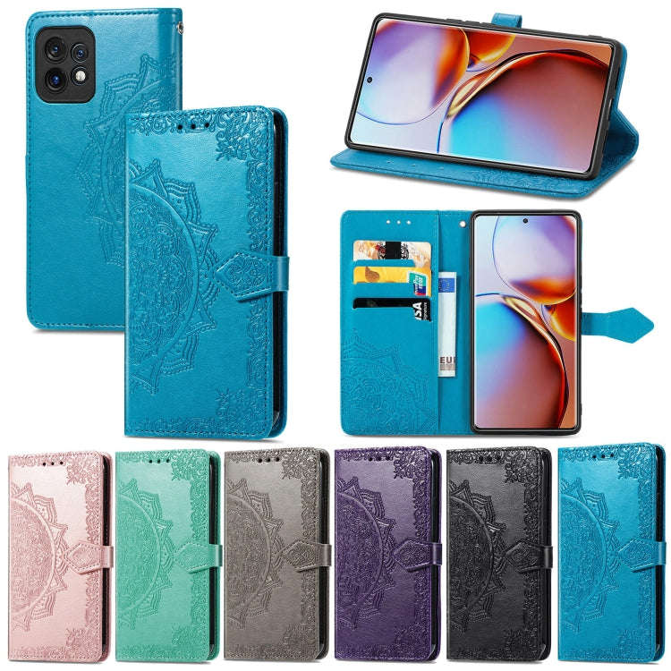 For Motorola Moto X40 Mandala Flower Embossed Leather Phone Case(Black)