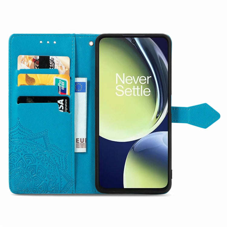 For OnePlus Nord CE 3 Lite Mandala Flower Embossed Leather Phone Case(Blue)