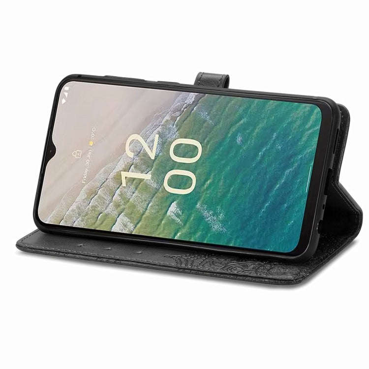 For Nokia C32 Mandala Flower Embossed Leather Phone Case(Black)