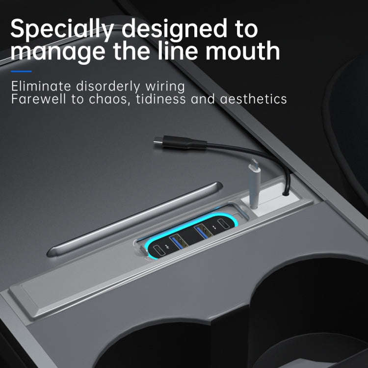 Z62B For Tesla Model 3 / Y Dual Type-C to Multiport Docking Station Fast Charging USB HUB Adapter