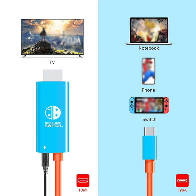 ENKAY ENK-CB136 6.6Ft. Type-C to HDMI Conversion Cable for Switch 4K HD Projection TV