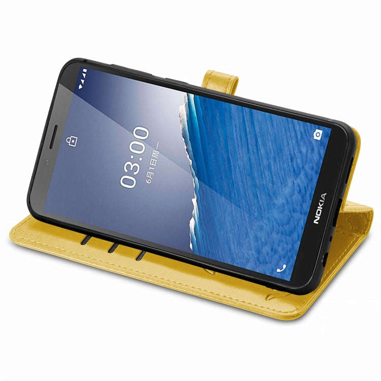 For Nokia C3 Cute Cat and Dog Embossed Flip Leather Phone Case(Yellow)