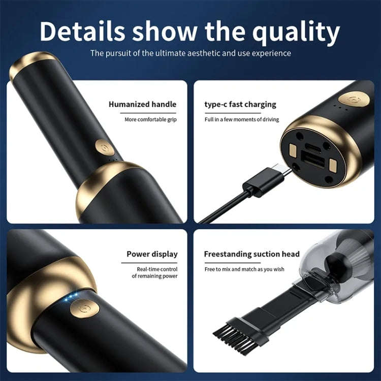 P9 Mini Portable Wireless Big Power Rechargeable Wet Dry Auto Car Vacuum Cleaner(Black)