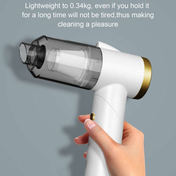 Q8 LED Light Wireless Portable Handheld Car Foldable 9000Pa Suction Vacuum Cleaner(White)