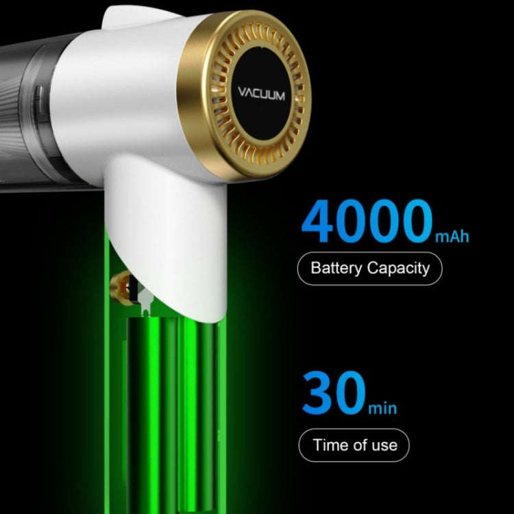 Q8 LED Light Wireless Portable Handheld Car Foldable 9000Pa Suction Vacuum Cleaner(White)