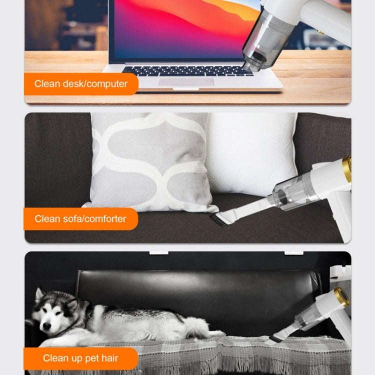 Q8 LED Light Wireless Portable Handheld Car Foldable 9000Pa Suction Vacuum Cleaner(White)