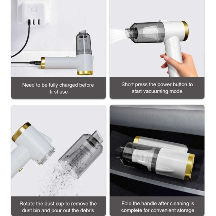 Q8 LED Light Wireless Portable Handheld Car Foldable 9000Pa Suction Vacuum Cleaner(White)