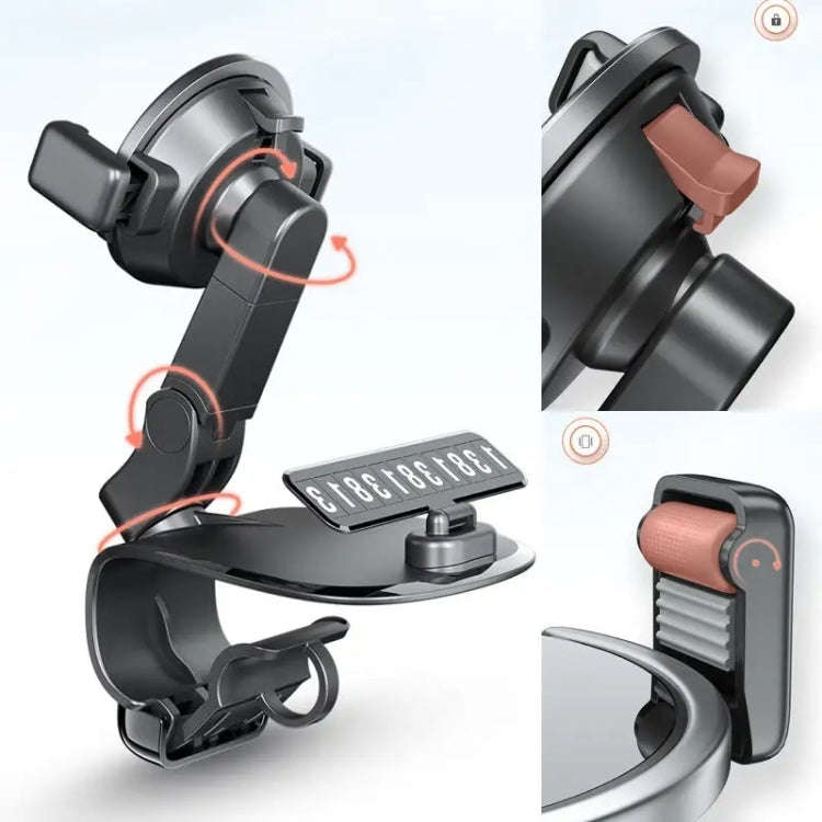 088 With Parking Phone Sign 360 Degrees Rotation Car Dashboard Mount Cell Phone Holder(Black)