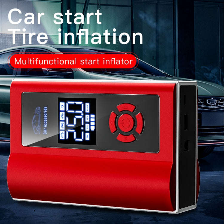Ai8 Portable Multifunctional LCD Screen Emergency Power Supply 12V Car Start Air Pump(Red)