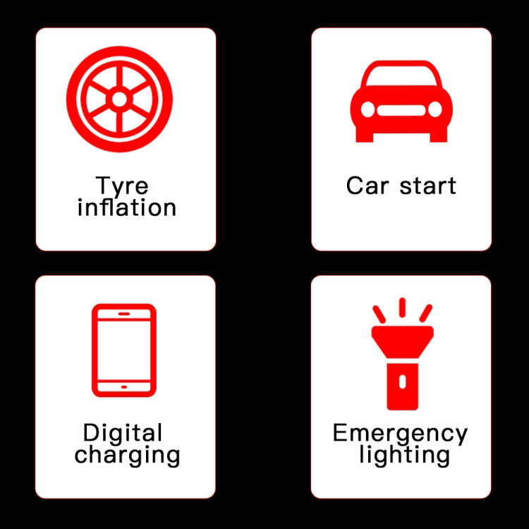 Ai8 Portable Multifunctional LCD Screen Emergency Power Supply 12V Car Start Air Pump(Red)