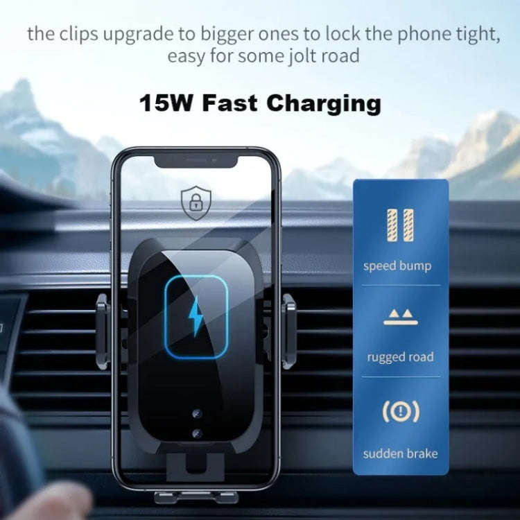X11 Three Axle Linkage 15W Smart Touch Automatic Retractable Clip Fast Charging Wireless Car Char...
