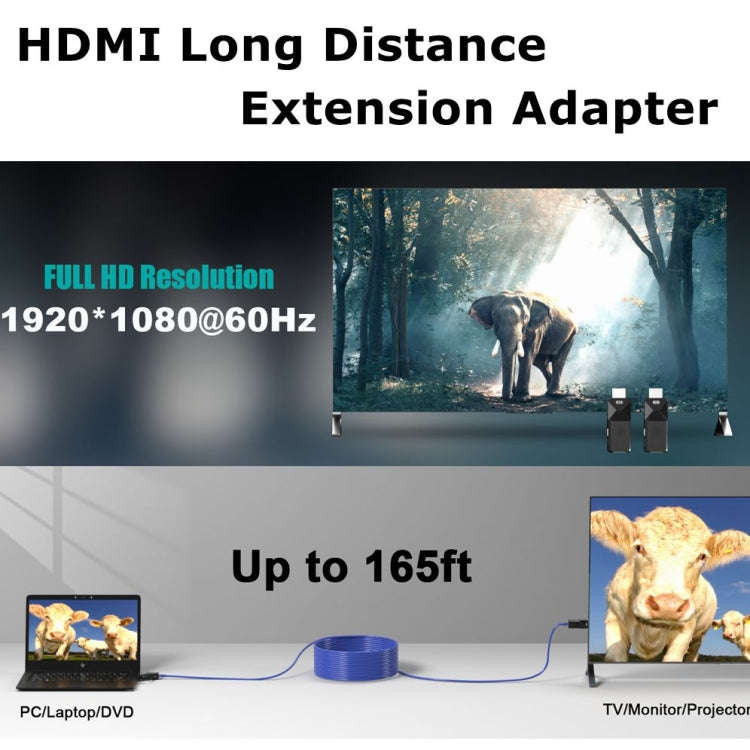 HDMI Extender 165ft Audio Video 1080P Over Cat5 Cat6 Ethernet Cable Transmit Lossless Signal HDMI...