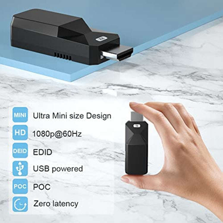 HDMI Extender 165ft Audio Video 1080P Over Cat5 Cat6 Ethernet Cable Transmit Lossless Signal HDMI...