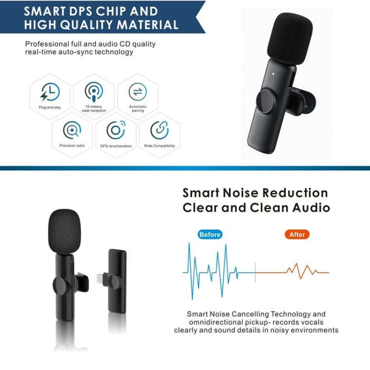 Bluetooth  Mini Microphone Wireless Lavalier Noise Reduction Microphone for iPhone / iPad, with 8...