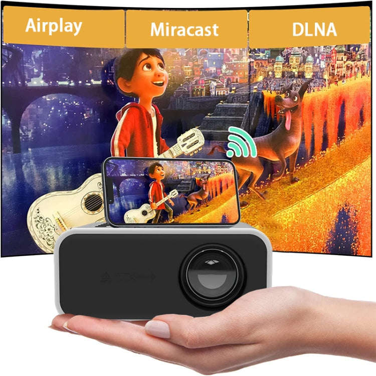 YT300 Home Multimedia Mini Remote Projector Support Mobile Phone(EU Plug Black)