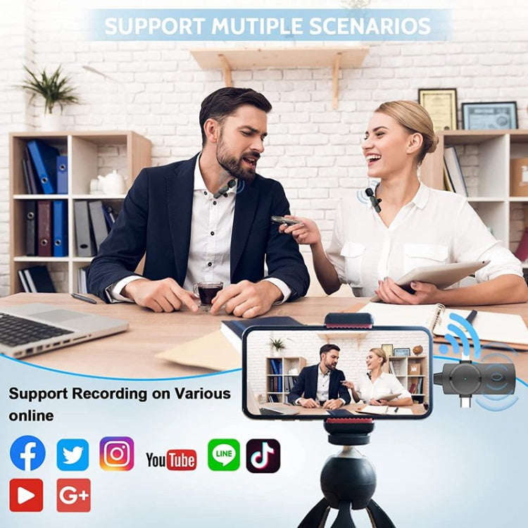 One by One 3 in 1 Lavalier Noise Reduction Wireless Microphone for iPhone / iPad / Android / Camera