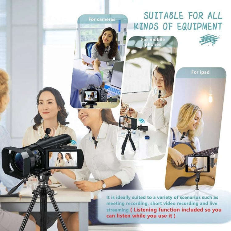 One by Two 3 in 1 Lavalier Noise Reduction Wireless Microphone for iPhone / iPad / Android / Camera