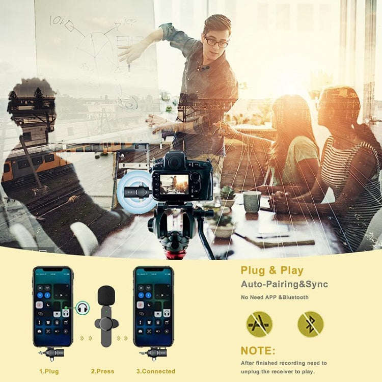 One by One 3 in 1 Lavalier Noise Reduction Wireless Microphone for iPhone / iPad / Android / Camera
