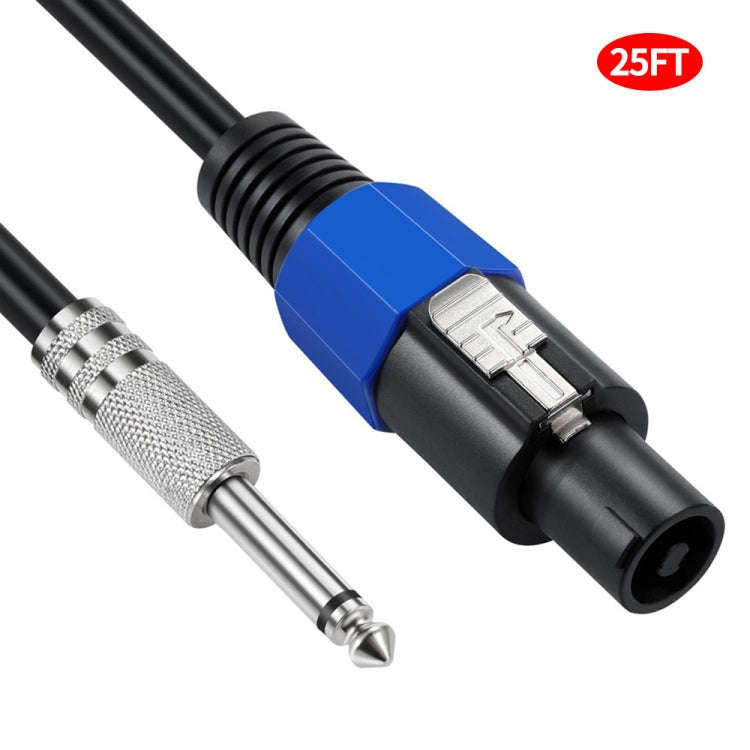 JUNSUNMAY Speakon Male to 6.35mm Male Audio Speaker Adapter Cable with Snap Lock, Length:25FT