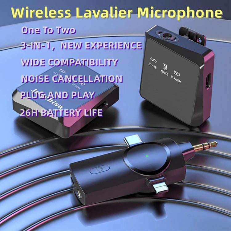 One by Two 3 in 1 Mini Wireless Lavalier Microphone for iPhone / iPad / Android / PC Camera