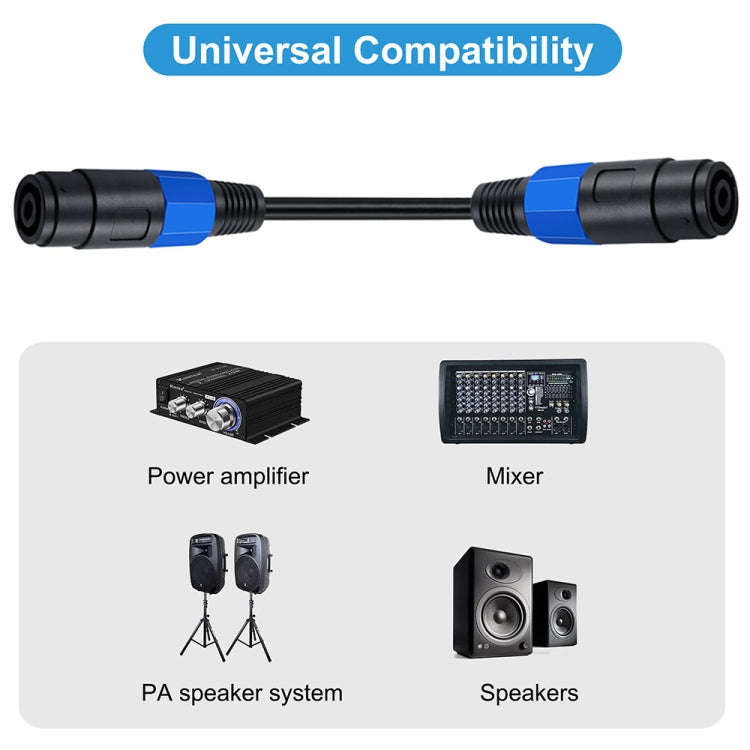 JUNSUNMAY Speakon Female to Speakon Female Audio Speaker Adapter Cable, Length: 50cm