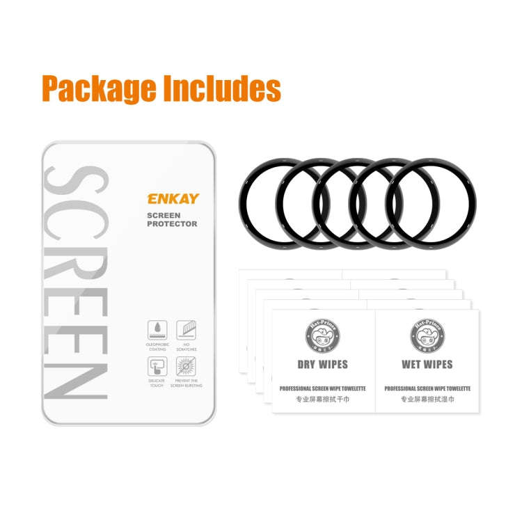 For Garmin Active 5 5pcs ENKAY 3D Full Coverage Soft PC Edge PMMA HD Screen Protector Film